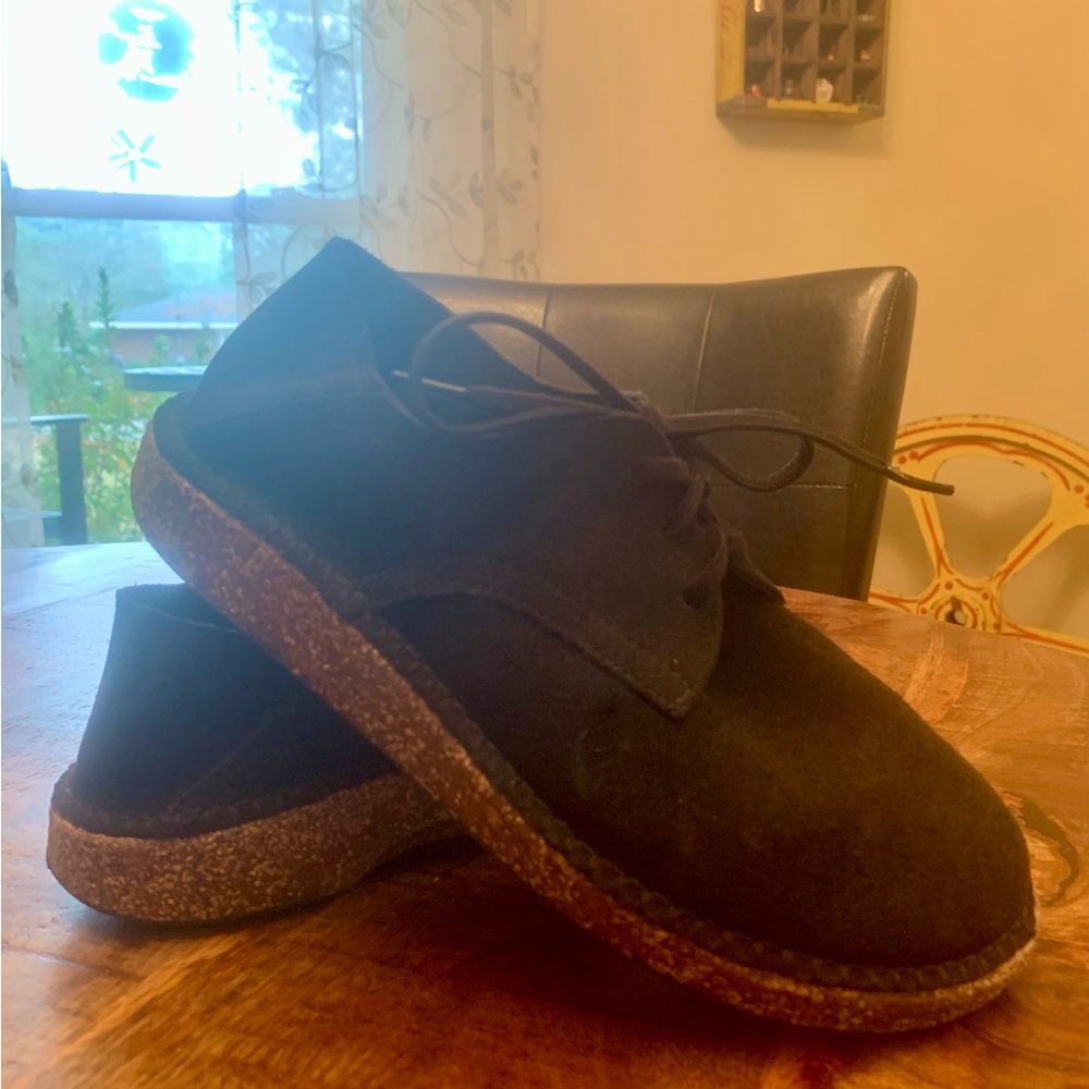 Birkenstock Gary Black Suede Lace Up Comfort Shoes Women’s Size 37 Regular